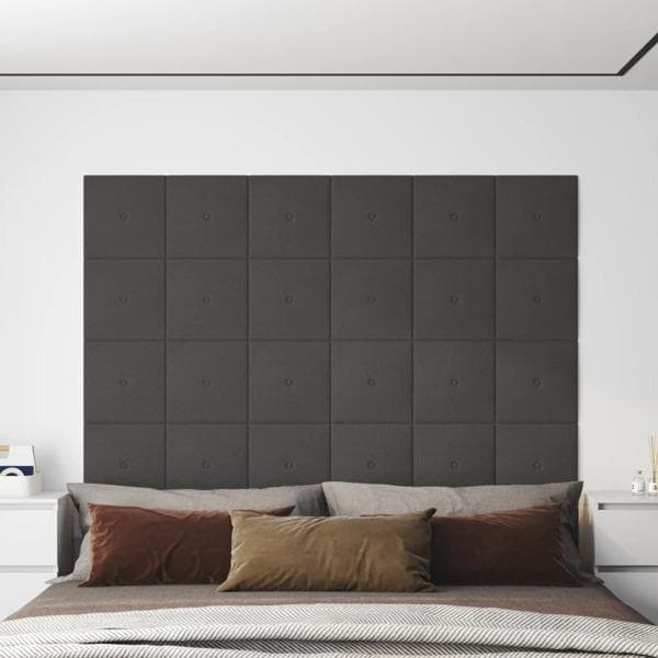 vidaXL Väggpaneler 12 st mörkgrå 30x30 cm tyg 1,08 m² Grå
