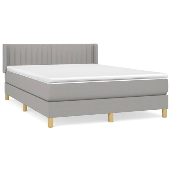 vidaXL Ramsäng med madrass ljusgrå 140x190 cm tyg Grå
