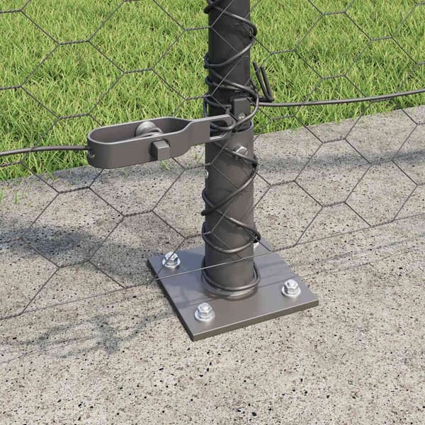 vidaXL Hexagonal stängsel med betongfundament 100 x 1,5 m Grå Mesh Grå