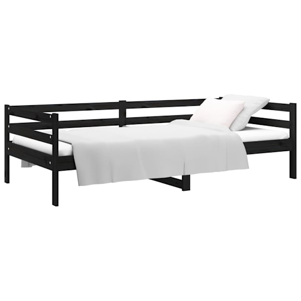 vidaXL Dagbädd svart 90x190 cm massiv furu Svart