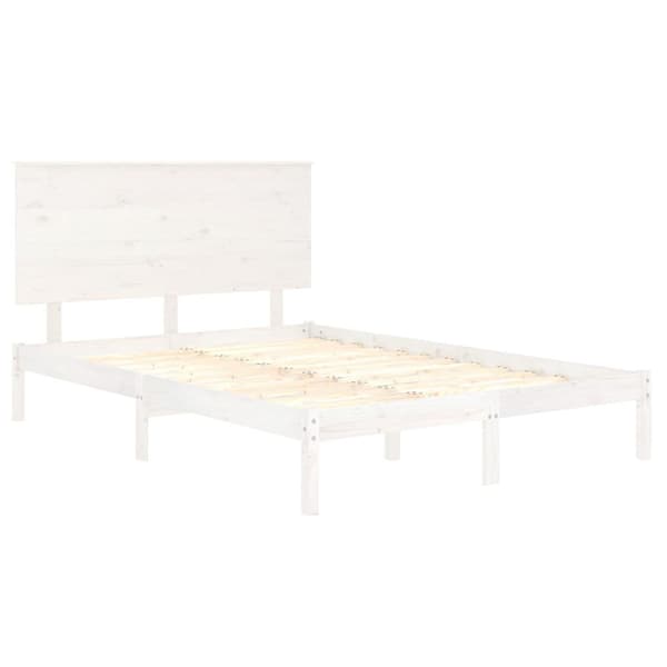 vidaXL Sängram vit massiv furu 140x200 cm Vit