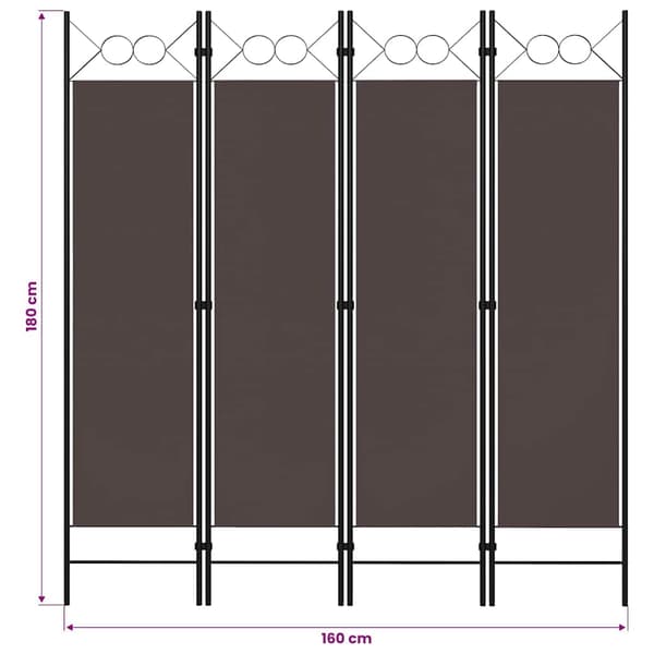 vidaXL Rumsavdelare 4 paneler brun 160x180 cm Brun