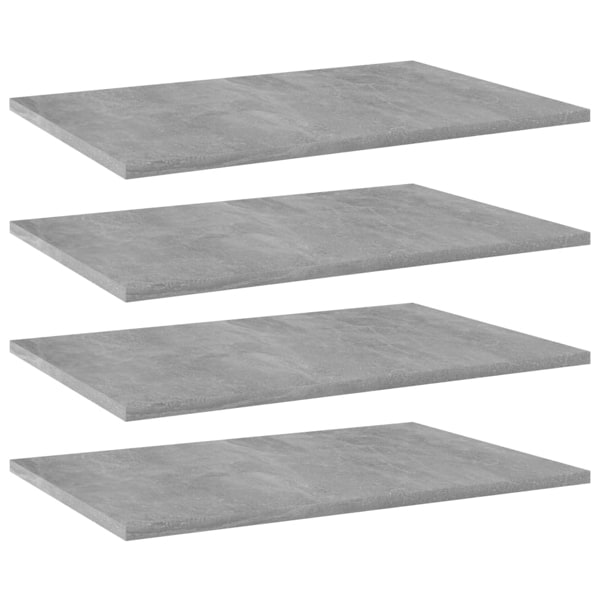 vidaXL Hyllplan 4 st betonggrå 60x40x1,5 cm konstruerat trä grå