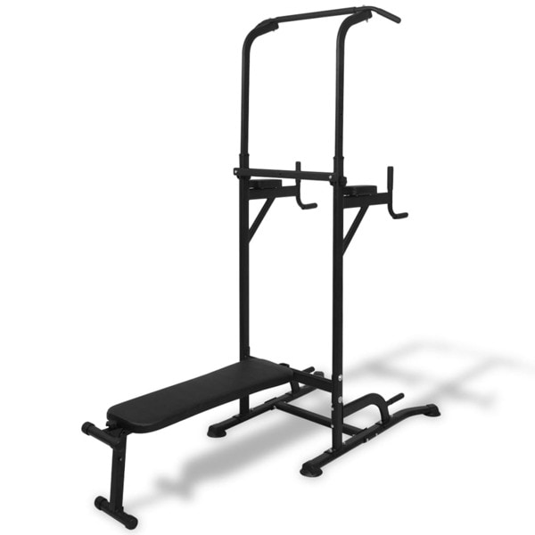 vidaXL Power Tower med situp-bänk Svart