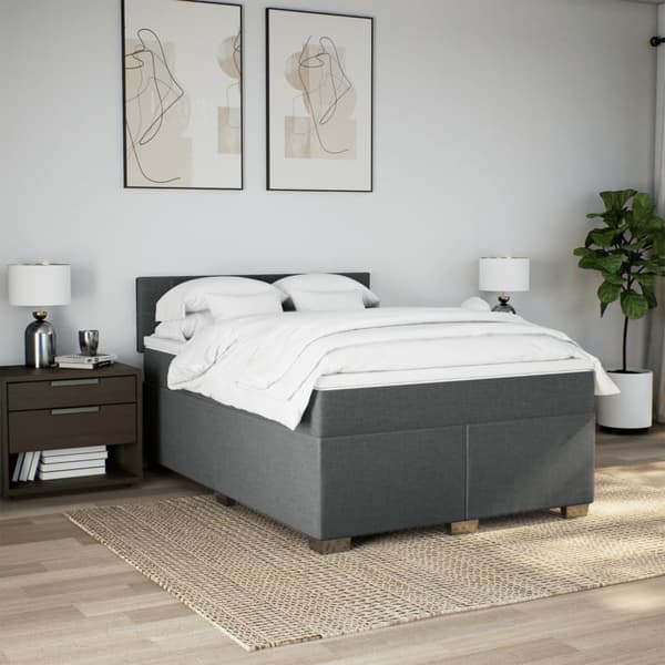 vidaXL Ramsäng med madrass mörkgrå 160x200 cm tyg Grå
