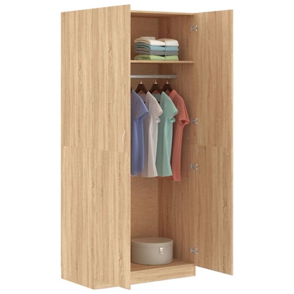 vidaXL Garderob sonoma-ek 90x52x200 cm konstruerat trä Brun
