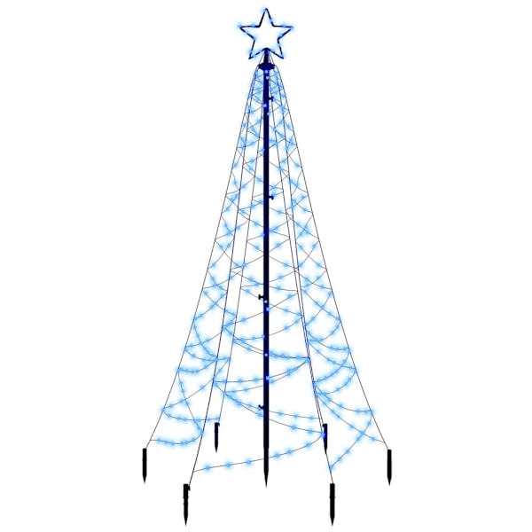 vidaXL Julgran med markspett 200 blåa lysdioder 180 cm Blå