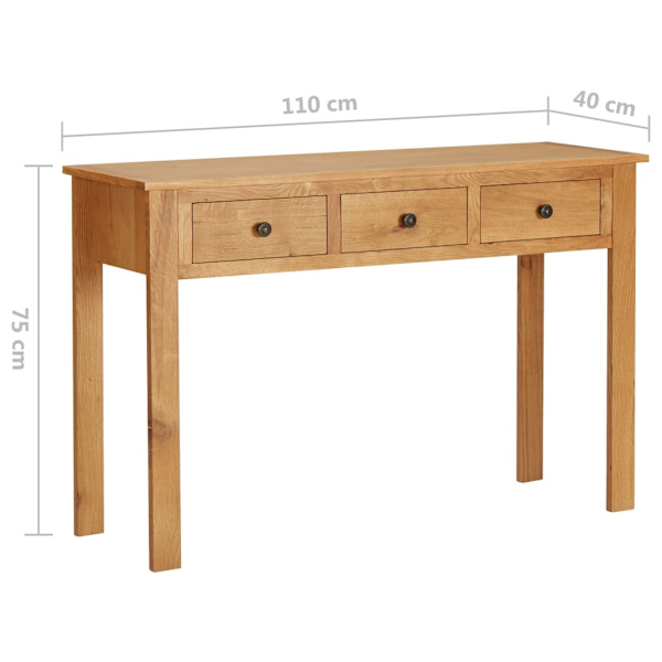 vidaXL Sminkbord 110x40x75 cm massiv ek Brun