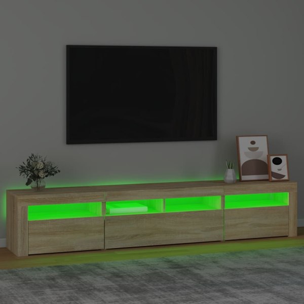 vidaXL Tv-bänk med LED-belysning sonoma ek 210x35x40 cm Brun