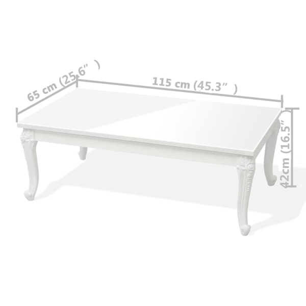 vidaXL Soffbord 120x70x42 cm vit högglans Vit