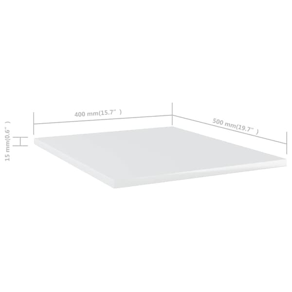 vidaXL Hyllplan 8 st vit högglans 40x50x1,5 cm konstruerat trä Vit