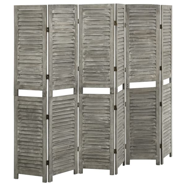 vidaXL Rumsavdelare 6 paneler grå 214x166 cm massivt trä grå