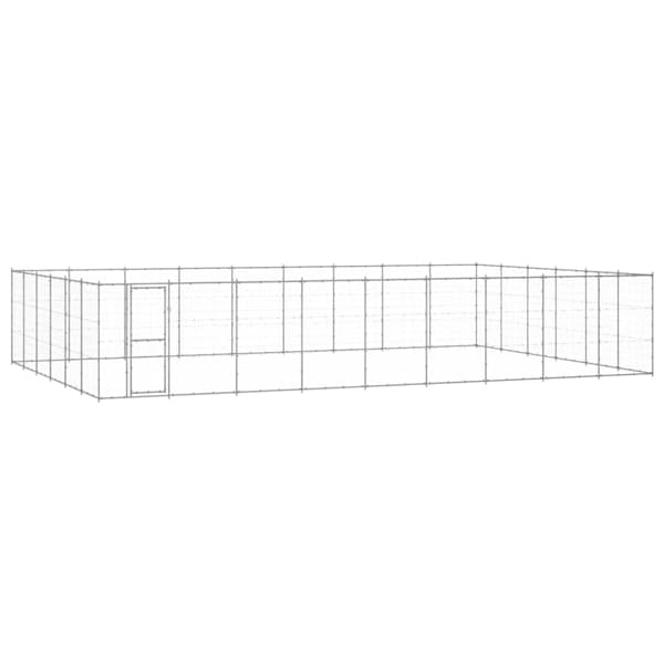 vidaXL Hundgård för utomhusbruk galvaniserat stål 65,34 m² Silver
