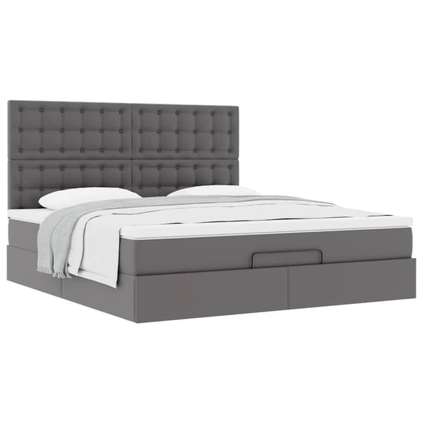 vidaXL Ottoman sängram med madrass grå 160x200 cm konstläder Grå