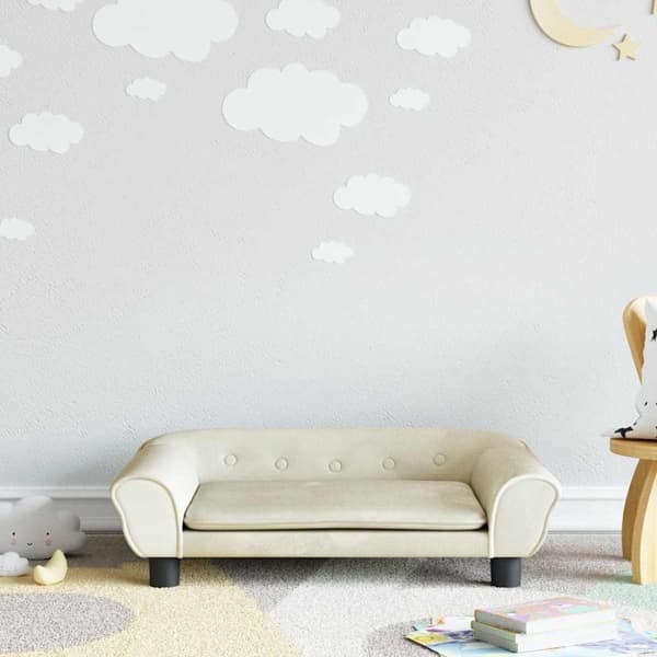 vidaXL Barnsoffa gräddvit 70x45x26 cm sammet Kräm