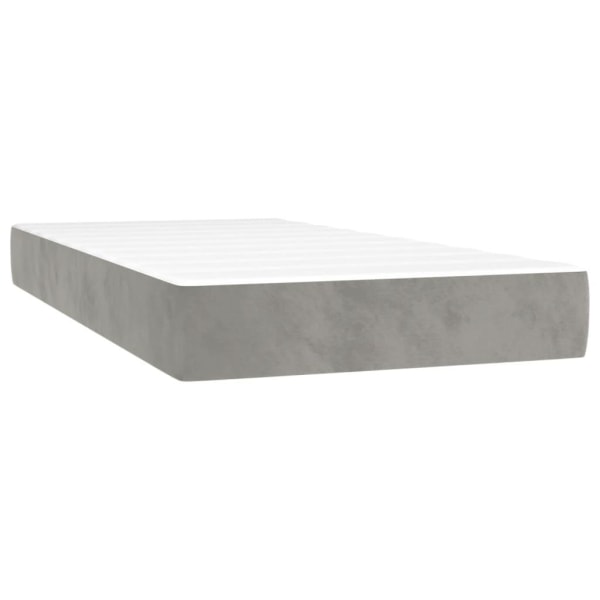 vidaXL Ramsäng med madrass ljusgrå 90x190 cm sammet Grå