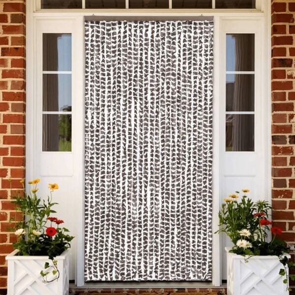 vidaXL Insektsdraperi taupe och vit 100x220 cm chenille Taupe