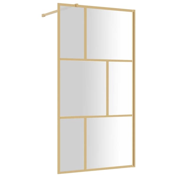 vidaXL Duschvägg med klart ESG-glas guld 100x195 cm Guld