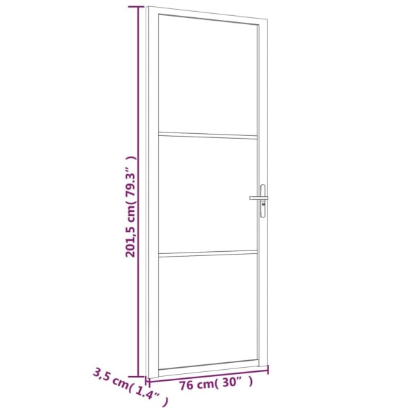 vidaXL Innerdörr 76x201,5 cm svart ESG-glas och aluminium Svart