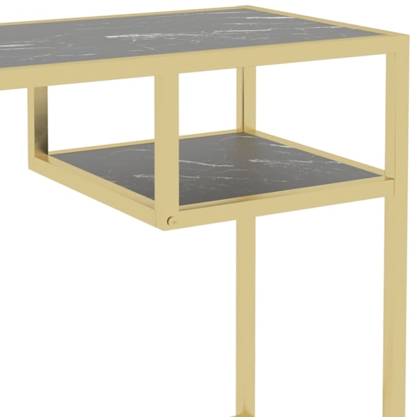 vidaXL Datorbord svart marmor 100x36x74 cm härdat glas Svart