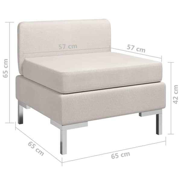 vidaXL Mittensits till modulsoffa med dyna tyg gräddvit Creme