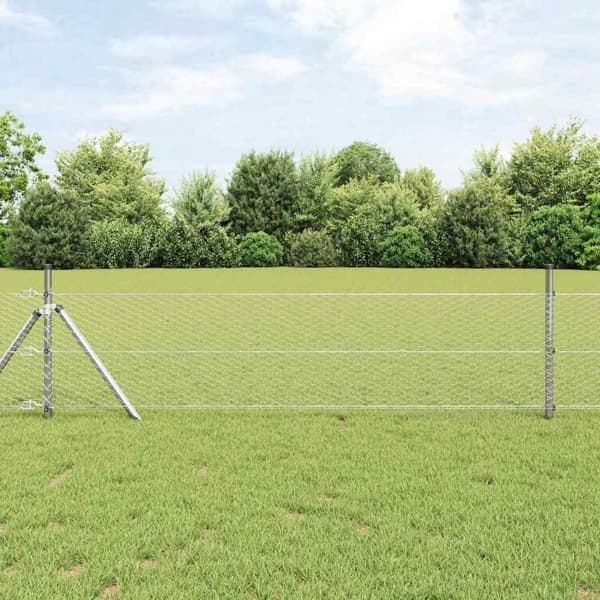 vidaXL Hexagonalt staket markfäste 50 x 0,4 m Galvaniserat stål Silver Silver