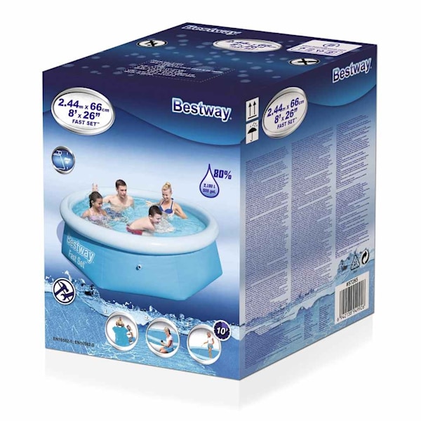 Bestway Pool uppblåsbar Fast Set rund 244x66 cm 57265 Blå