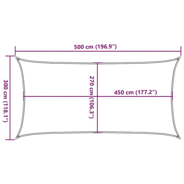vidaXL Solsegel 160 g/m² rektangulär ljusgrå 3x5 m HDPE Grå