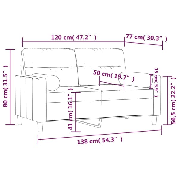 vidaXL 2-sits soffa med prydnadskuddar brun 120 cm tyg Brun