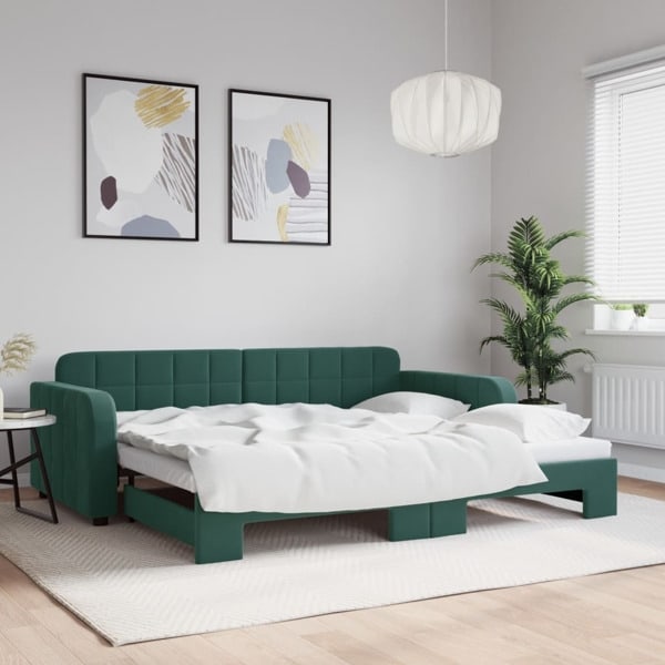 vidaXL Dagbädd utdragbar mörkgrön 90x200 cm sammet Grön