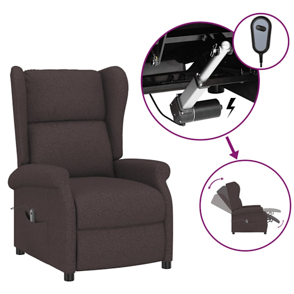 vidaXL Elektrisk reclinerfåtölj mörkbrun tyg Brun