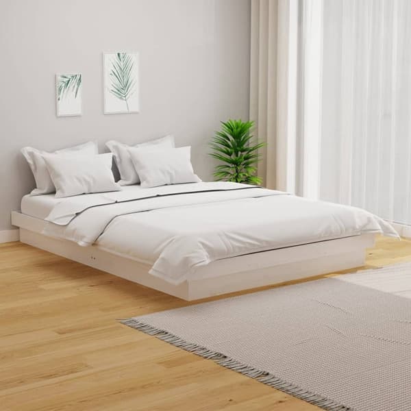 vidaXL Sängram vit massivt trä 150x200 cm Vit