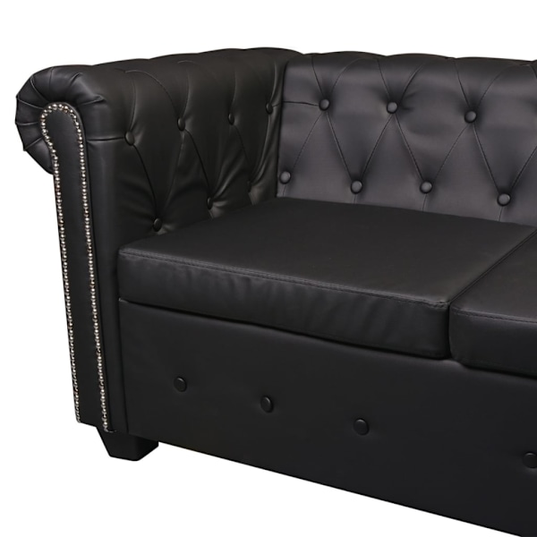 vidaXL 6-sitsig Chesterfield hörnsoffa konstläder svart Svart
