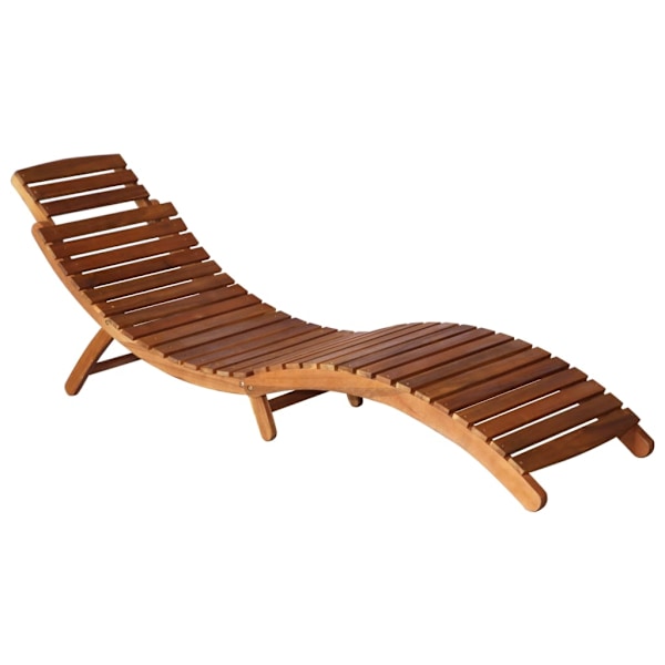 vidaXL Solsäng med bord och dyna massivt akaciaträ Creme