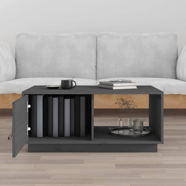 vidaXL Soffbord grå 80x50x35,5 cm massiv furu Grå