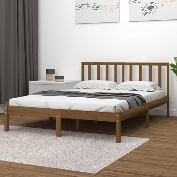 vidaXL Sängram honungsbrun massiv furu 200x200 cm Brun