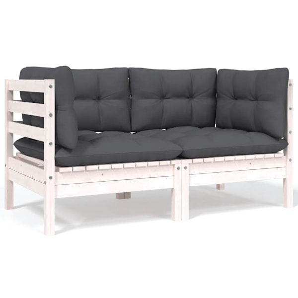 vidaXL Loungegrupp med dynor 6 delar massiv furu Vit