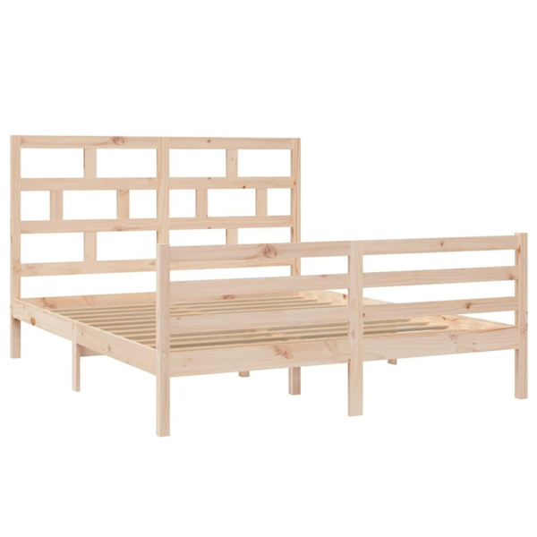 vidaXL Sängram massiv furu 160x200 cm Brun