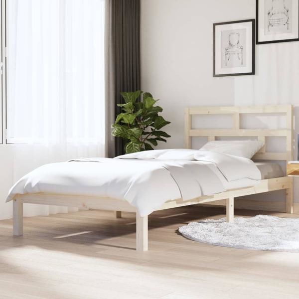 vidaXL Sängram massiv furu 100x200 cm enkelsäng Brun