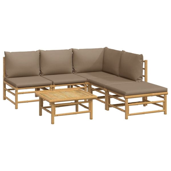 vidaXL Loungegrupp 6 delar taupe dynor bambu Brun