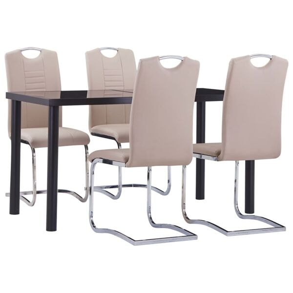 vidaXL Matgrupp 5 delar konstläder cappuccino Brun