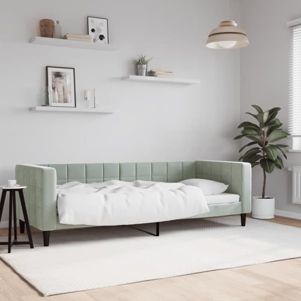 vidaXL Dagbädd ljusgrå 80x200 cm sammet Grå