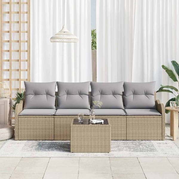 vidaXL Trädgårdsoffset Beige konstrotting Beige