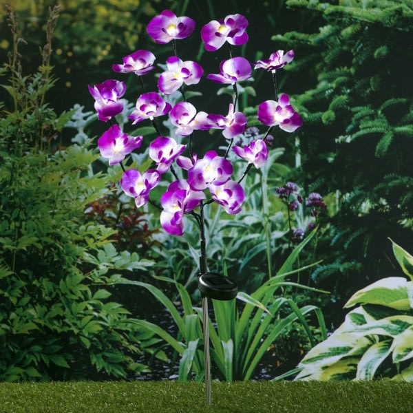 HI Soldriven LED-trädgårdslampa orkidé 75 cm Lila
