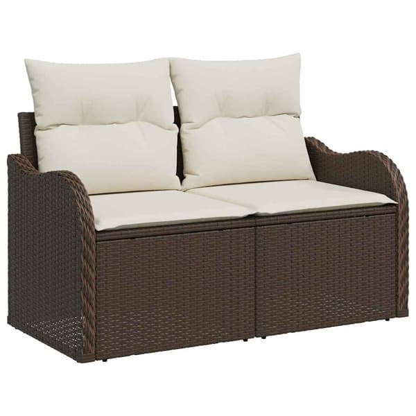 vidaXL Trädgårdsoffset 9 st 8-Antal sittplatser Brun Poly Rattan Brun