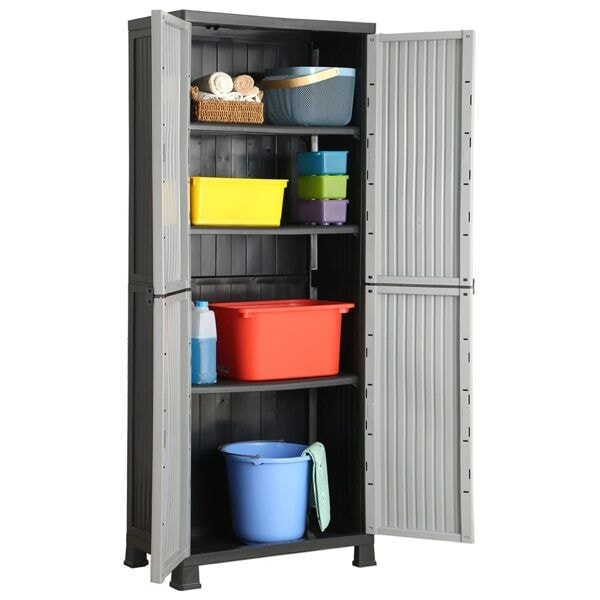 vidaXL Plastskåp 68x39x171,5 cm grå