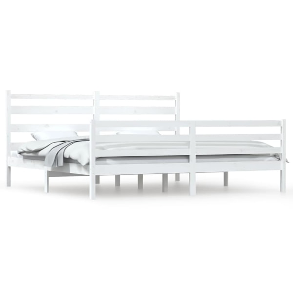 vidaXL Sängram vit massiv furu 200x200 cm Vit