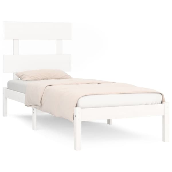 vidaXL Sängram vit massivt trä 75x190 cm Vit