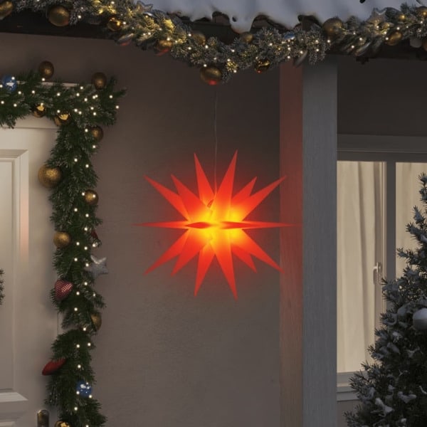 vidaXL Stjärna med LED-belysning vikbar röd 57 cm Röd