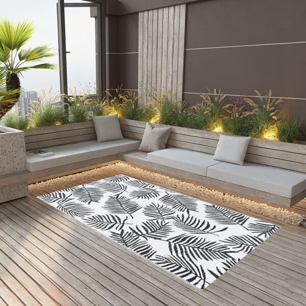 vidaXL Utomhusmatta ARAKIL vit och svart 80x150 cm PP Vit